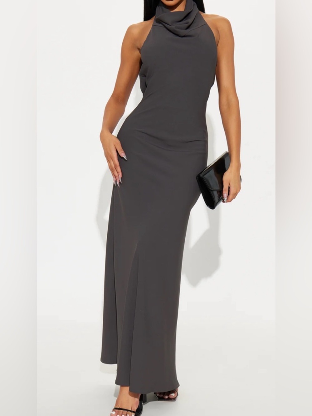 Truly Known Backless Maxi Dress - Grey